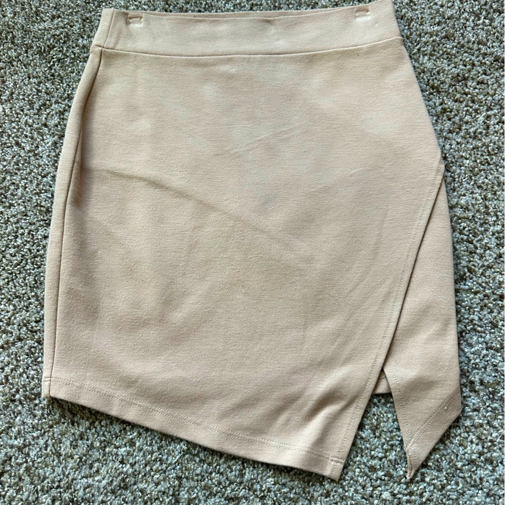 Nude/Tan Asymmetrical Mini Skirt